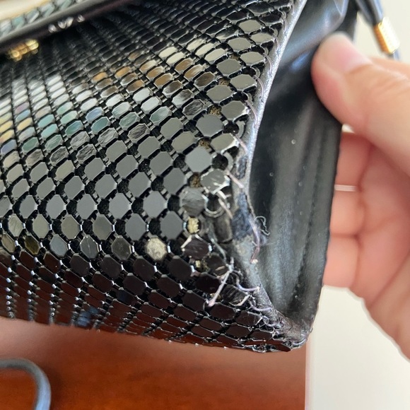 Vintage WHITING and DAVIS INTERNATIONAL Black Mesh Medium Handbag - Picture 4 of 13